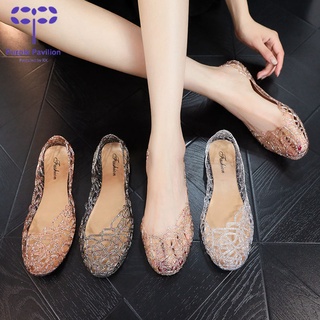 Giày búp bê nhựa dẻo thiết kế đục lỗ thoáng khí cho nữ