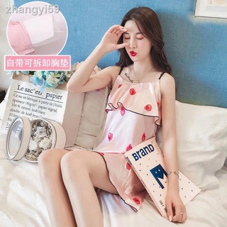 ♝Đầm ngủ hai dây chất liệu lụa cao cấp quyến rũ thời trang cho nữ