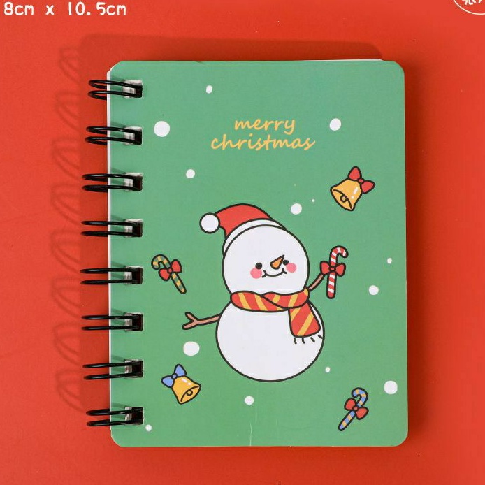 Sổ tay cute ghi chép từ vựng chủ đề giáng sinh/ Sổ lò xo mini, vở viết a7 cầm tay hình noel làm quà tặng cho học sinh