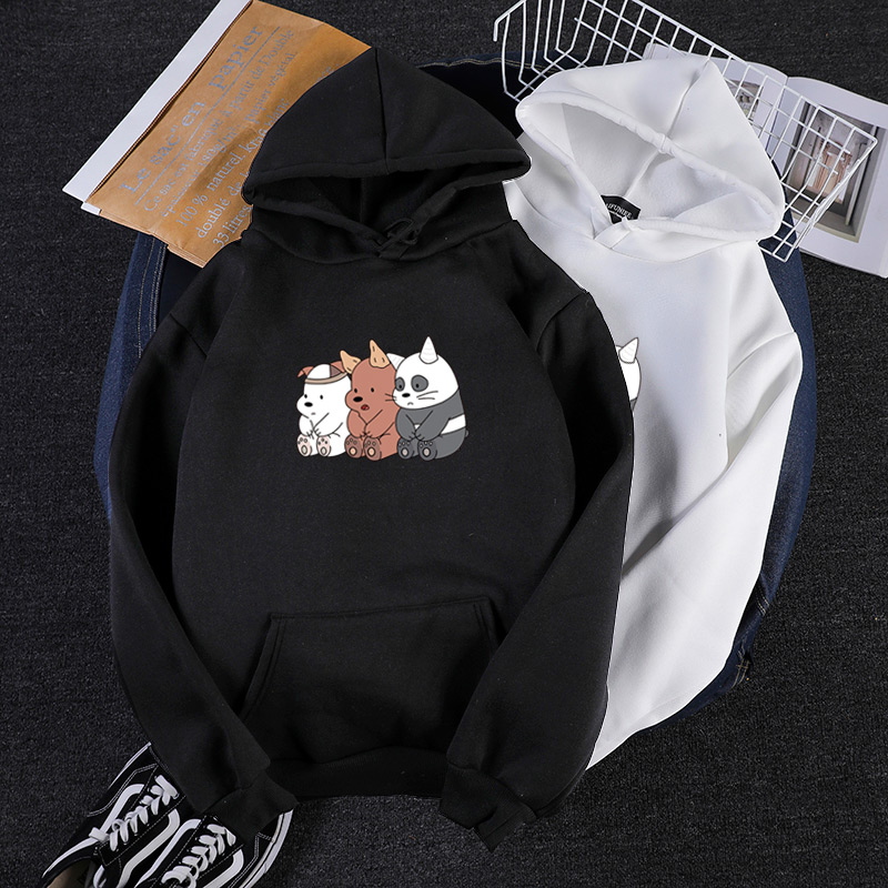 Áo Hoodie Dáng Rộng In Hình We Bare Bears Phong Cách Hàn Quốc Thời Trang Xuân Thu Cho Nam Và Nữ 9688