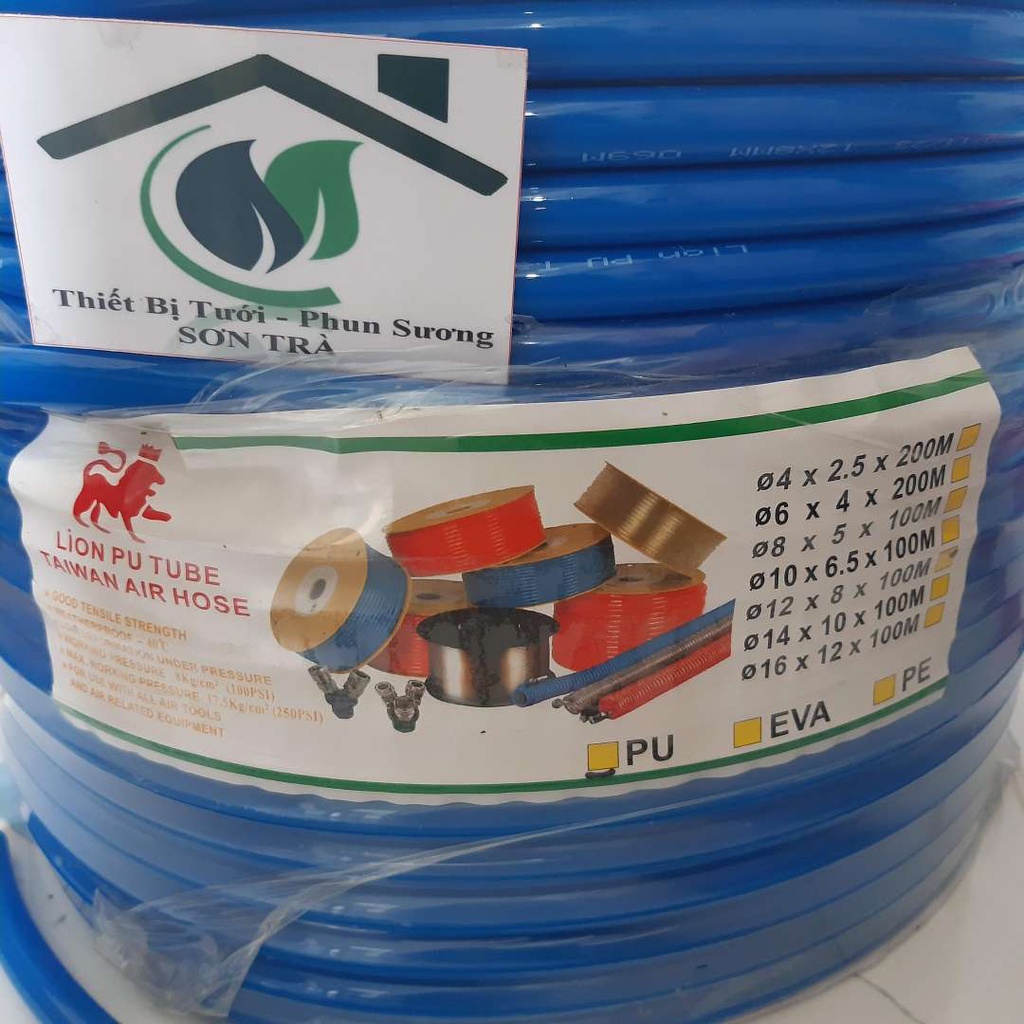 Ống Dây PU áp lực chuyên dùng cho đường ống hơi, bơm xịt rửa, phun sương 10mm hoặc 12mm bán theo mét