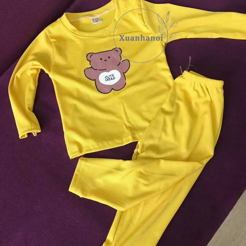 Bộ cotton gân tăm cho bé trai bé gái nhí XHN1038