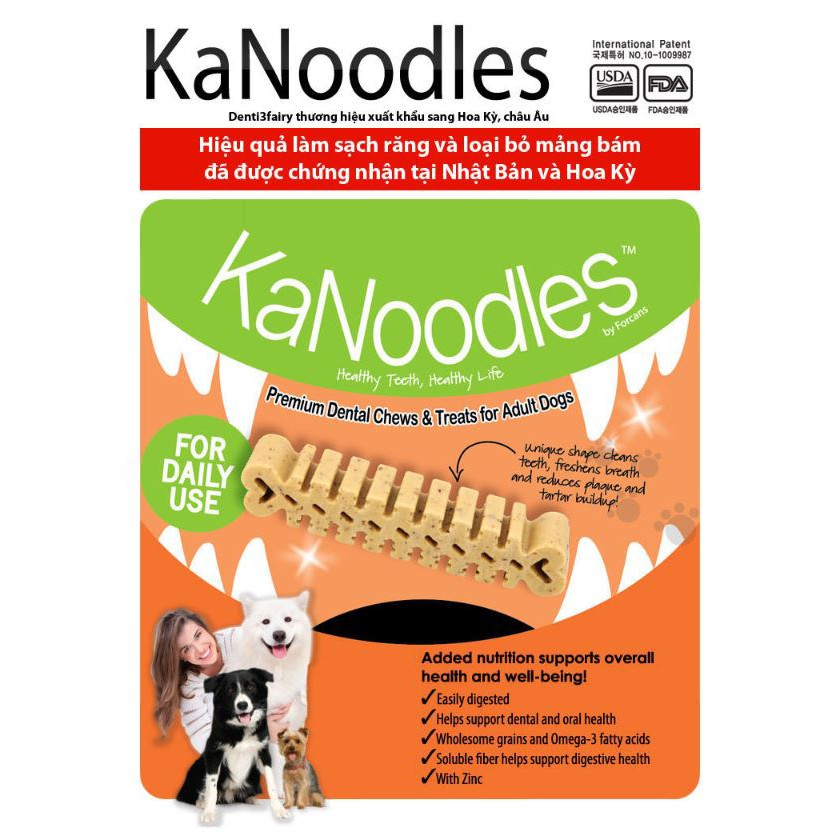 KẸO NHA KHOA SẠCH RĂNG LOẠI BỎ MẢNG BÁM KANOODLES SIZE S (GÓI 85GR)