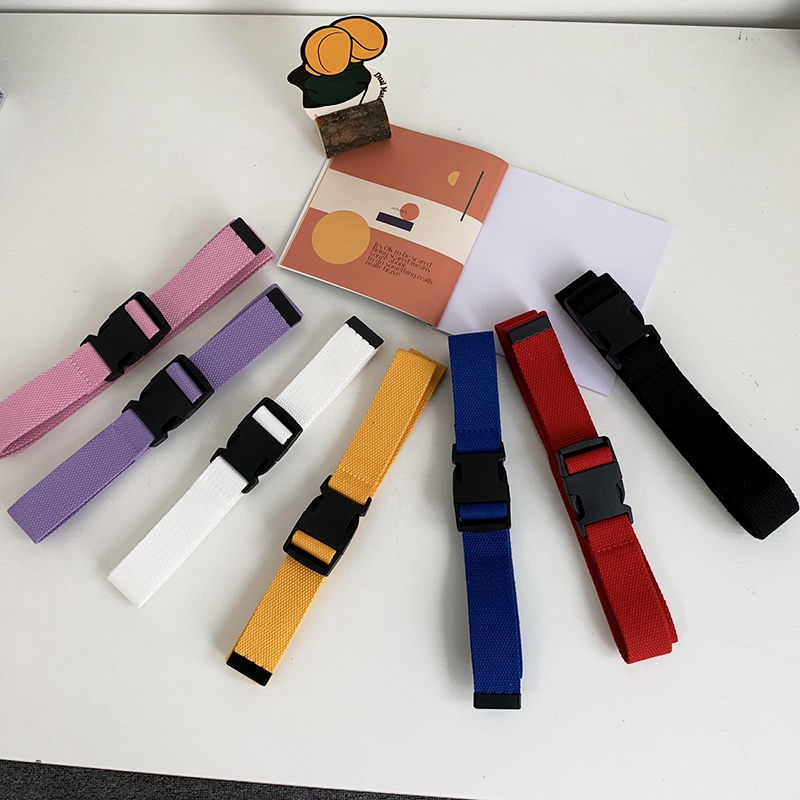 Thắt lưng vải canvas màu sắc đơn giản phong cách hip hop thời trang