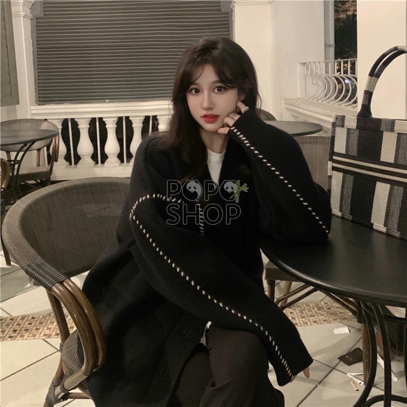 Áo Len Cardigan Nữ Oversize Thu Đông Thiết Kế 2021 Thời Trang