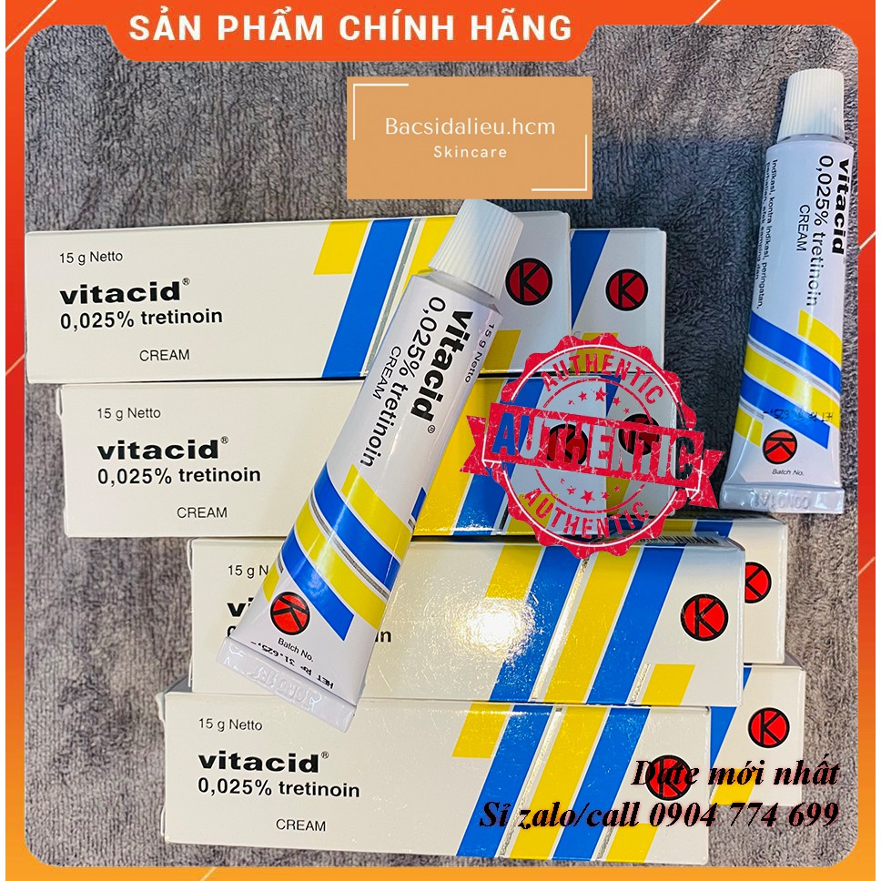 Tretinoin Vitacid cream 0.025% 0.05% 0.1% - kem hỗ trợ giảm mụn, chống lão hóa