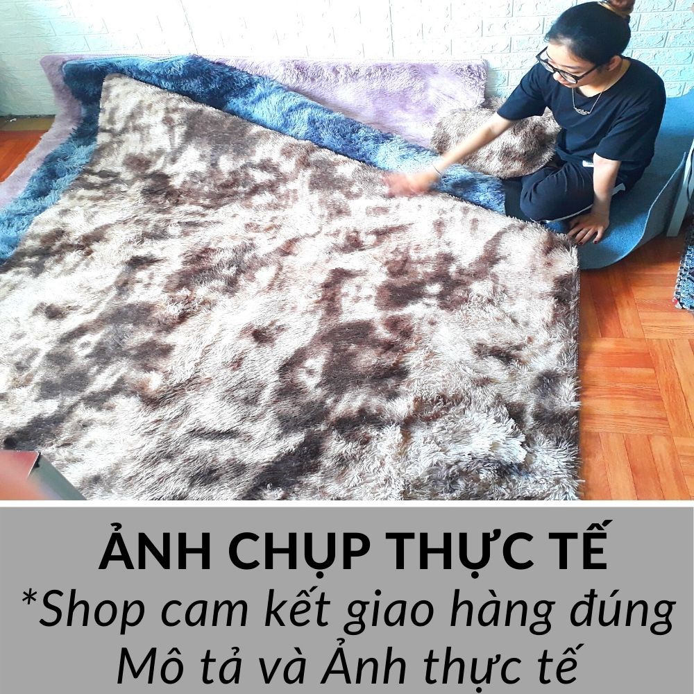 Thảm lông loang trải sàn (Cỡ 200*160cm và Cỡ khác) có Lớp chống trượt trang trí chụp ảnh Chữ nhật mã 27013.27014 Kami