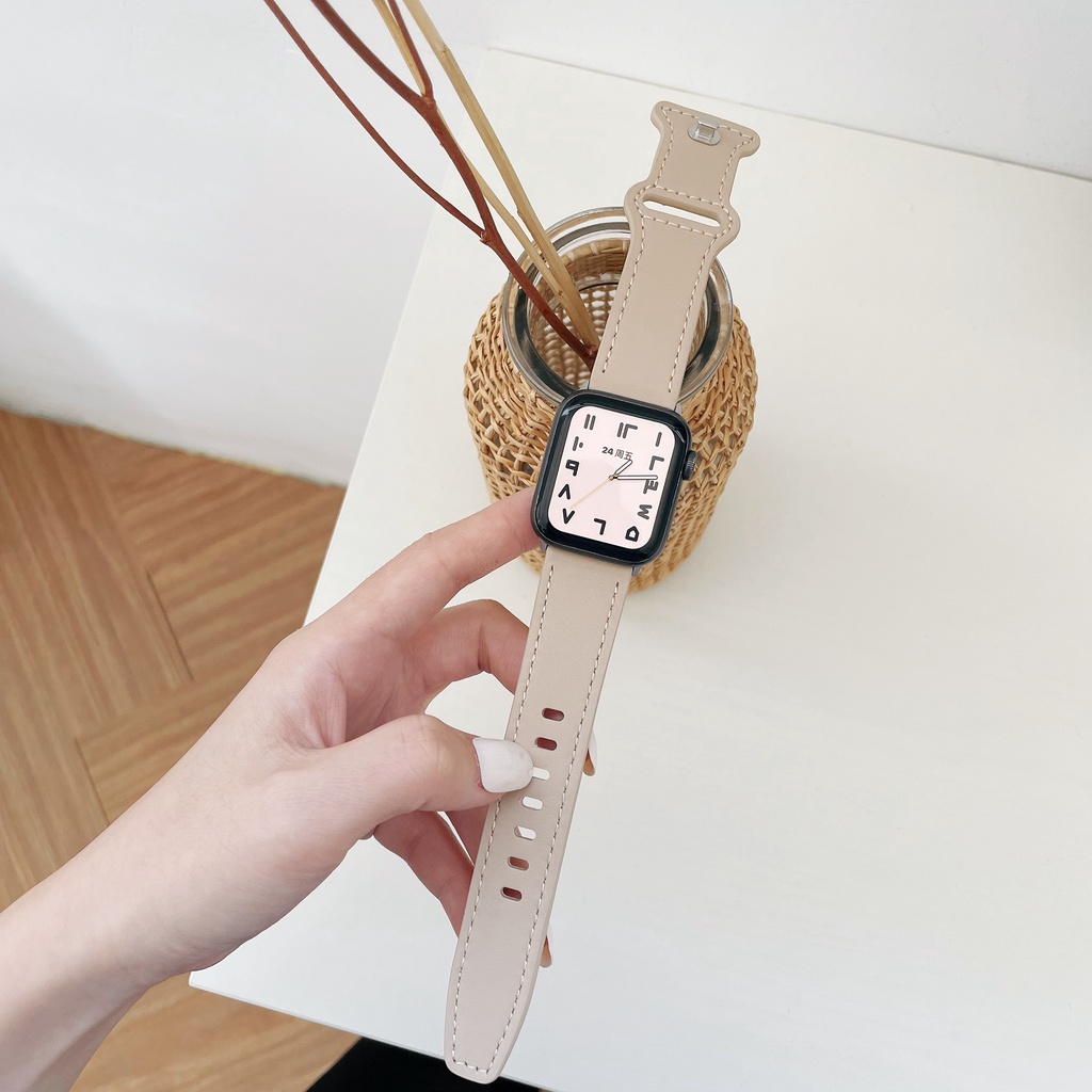 Dây Đeo Bằng Da Có Khóa Kim Loại Nhập Khẩu Cho iwatch series 8 7 6 5 4 SE 3 2 1 45mm 41mm 40mm 44mm 42mm 38mm