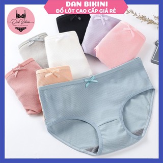 Quần Lót Nữ Cotton gân tăm kháng khuẩn đính nơ điệu đà dễ thương mã A08