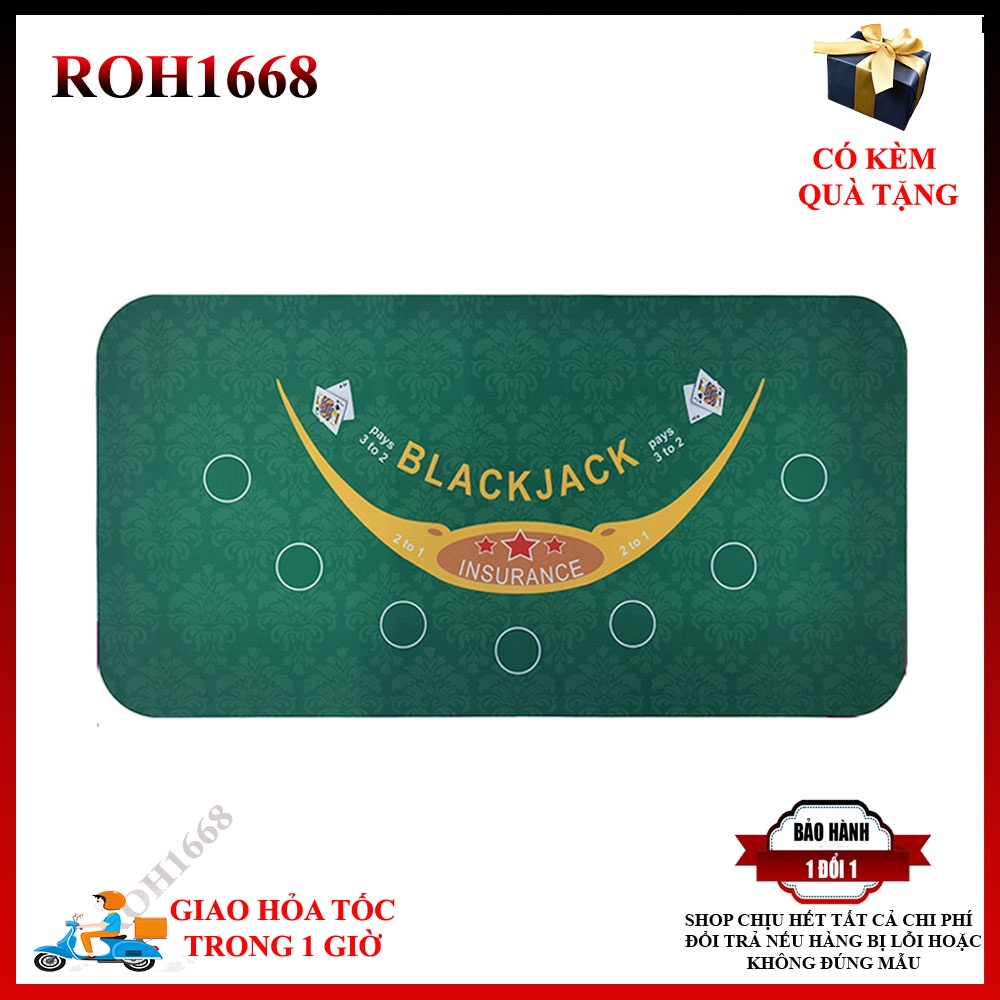 Khăn thảm trải bàn Black Jack,  Đệm cao su cao cấp kiểu hình chủ nhật