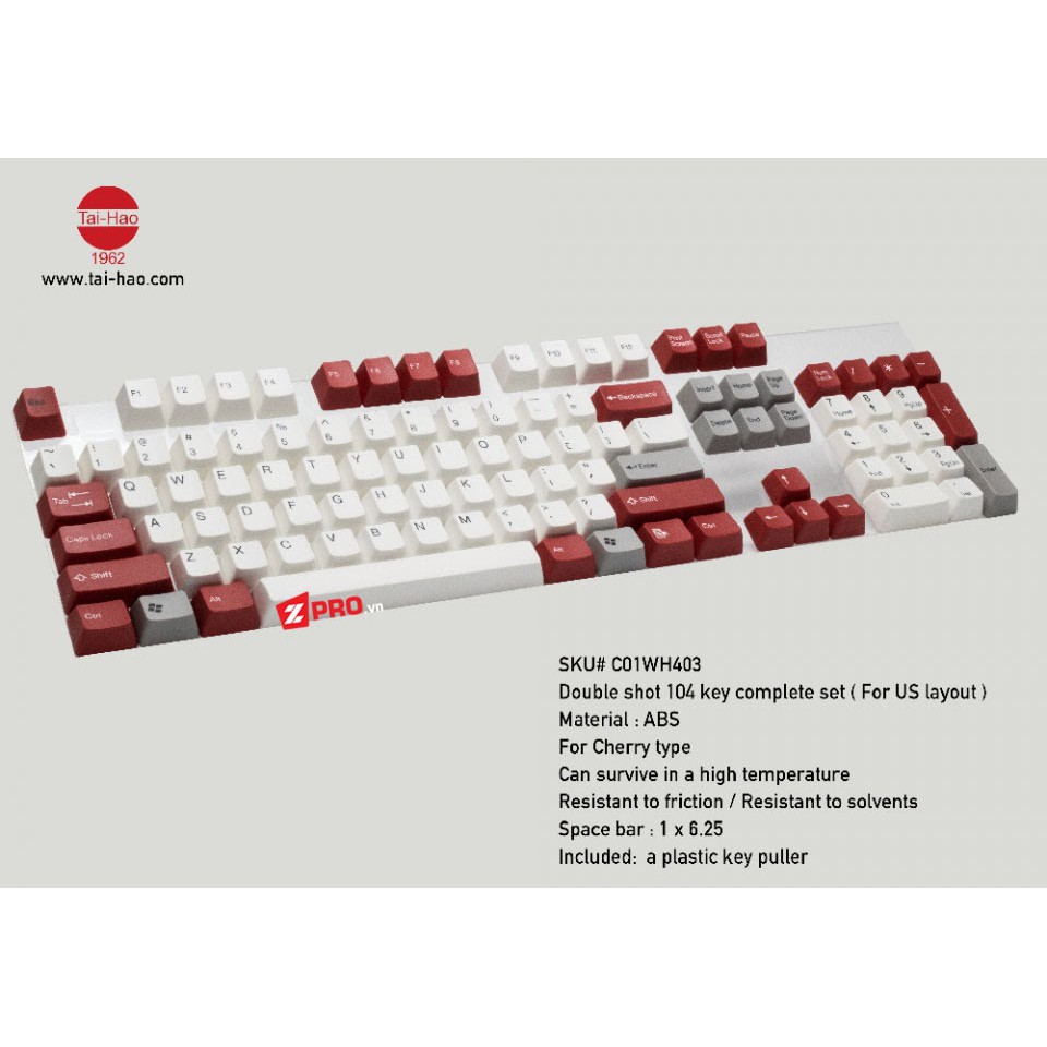 Bộ Keycap TaiHao White Red