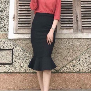 Chân váy công sở Chân váy đuôi cá dài màu đen