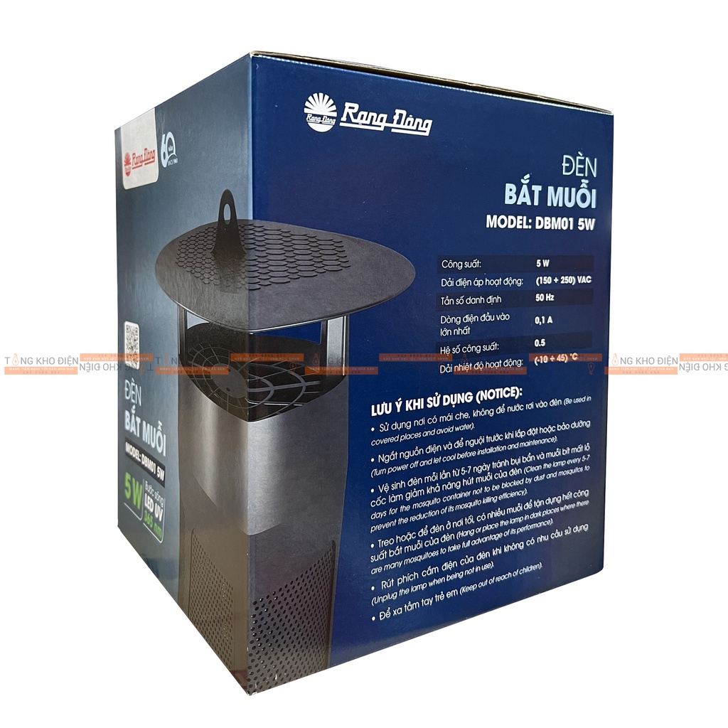 Đèn bắt muỗi Rạng Đông LED UV 365nm DBM01 5W [CHÍNH HÃNG]