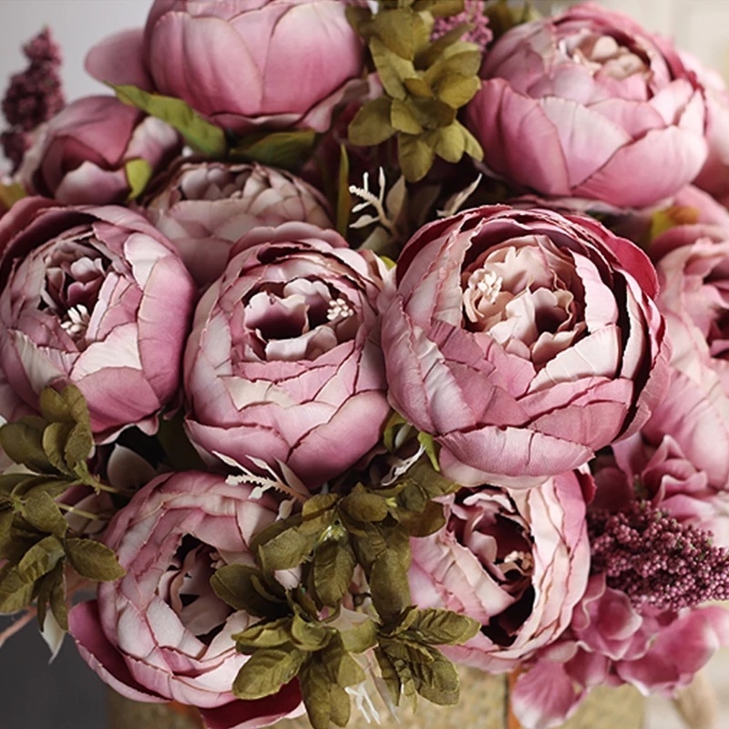 1 Bó Hoa Mẫu Đơn Giả Bằng Lụa Phong Cách Châu Âu Trang Trí Đa Ứng Dụng