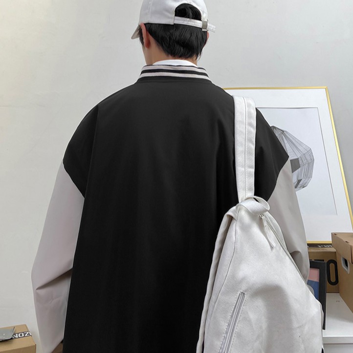 Áo khoác bomber dáng rộng in họa tiết cá tính phong cách thời trang Hàn Quốc