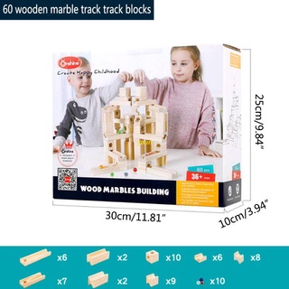 Set 60 khối gỗ lắp ráp đường ray mê cung cho bé