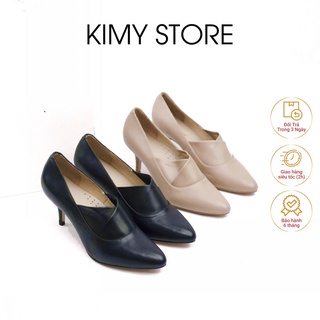 Bốt nữ cổ thấp da thật, Boot nữ cao gót 7cm hàng VNXK - Kimystore