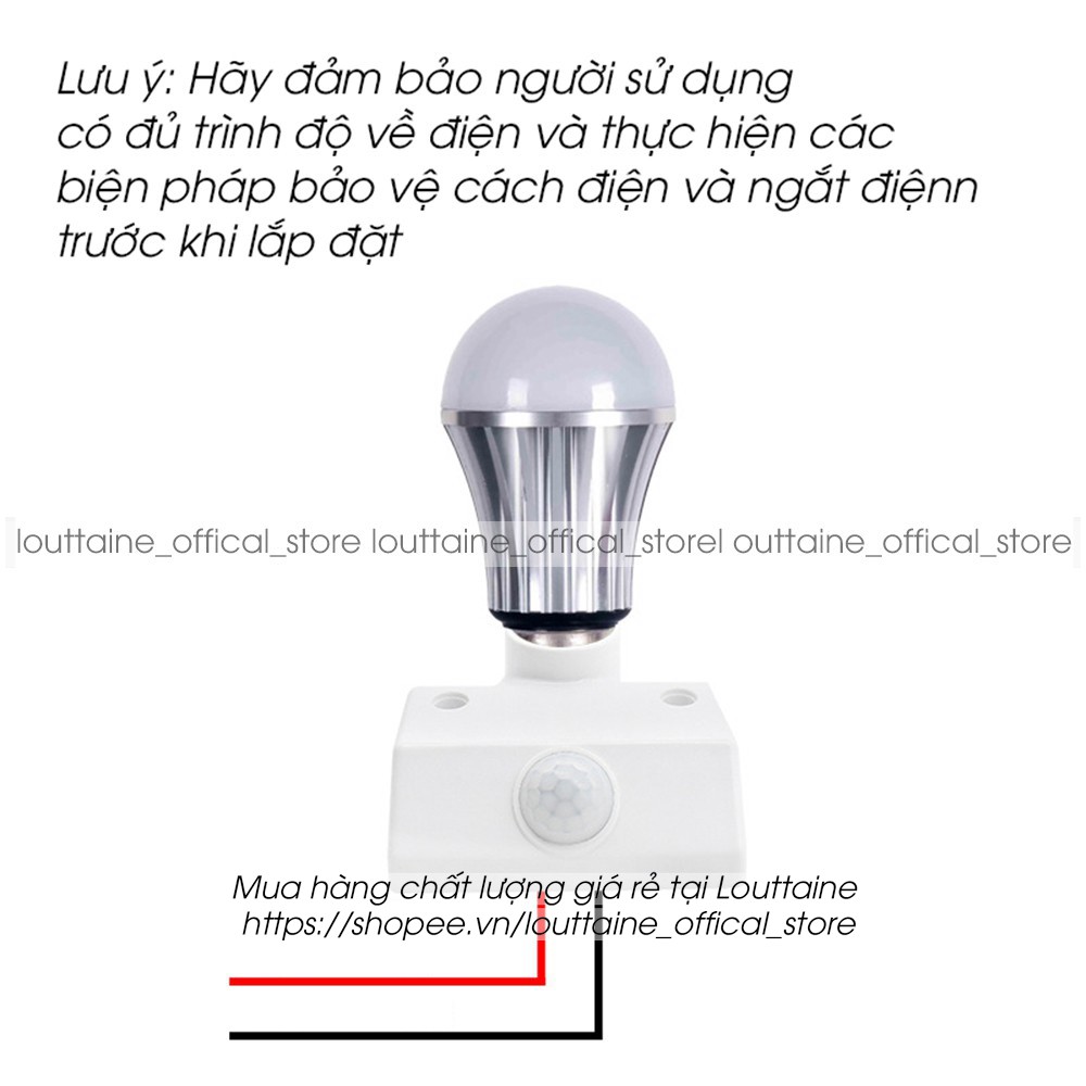 Đui đèn cảm biến hồng ngoại PIR cảm ứng chuyển động E27 thông minh tự bật sáng khi có người SLH-PIR
