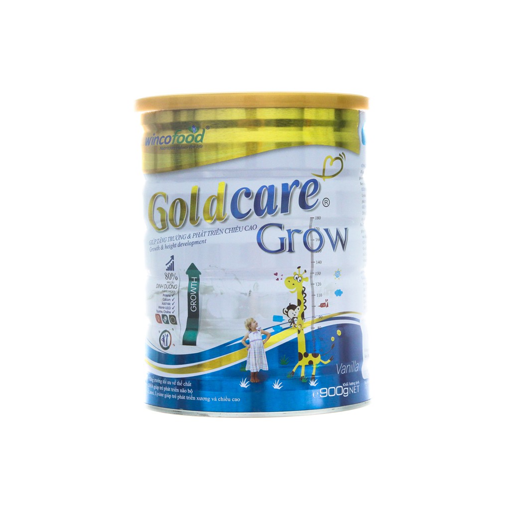 Sữa bột Goldcare Grow lon 900g giúp tăng trưởng chiều cao