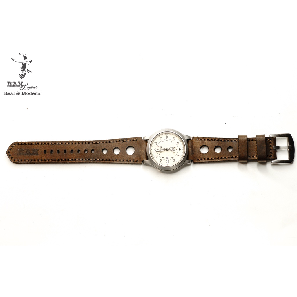 Dây đồng hồ RAM Leather vintage cho CASIO 1200, AE 1200, 1300, 1100, A159 , A168 , Size 18 da bò thật