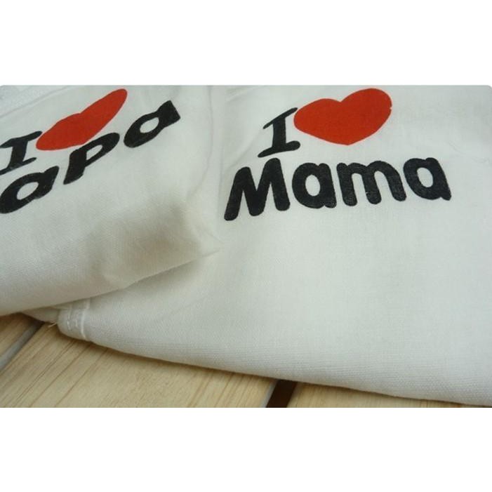 Bộ 2 áo liền quần vải xô Love mama Love papa