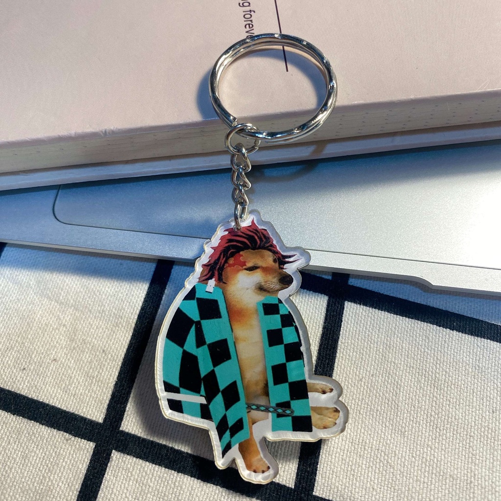 Móc khóa cheems meme shiba inu phong cách hài hước nhiều nhân vật treo balo móc khóa xe máy móc khóa đôi