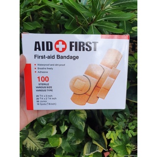 Hộp 100 băng cá nhân y tế aid first 4 kích cỡ