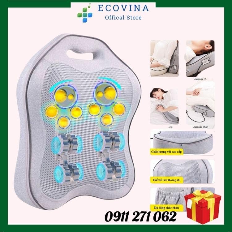 Máy massage lưng cột sống, gối massage lưng,gối mát xa cổ vai gáy Beame BM-V56 ,với con lăn 4D và nhiệt hồng ngoại