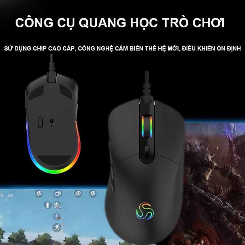 Chuột máy tính có dây VNNETLAN chống ồn DPI 7200 cho chơi game / văn phòng G920 RBG độ chính xác cao