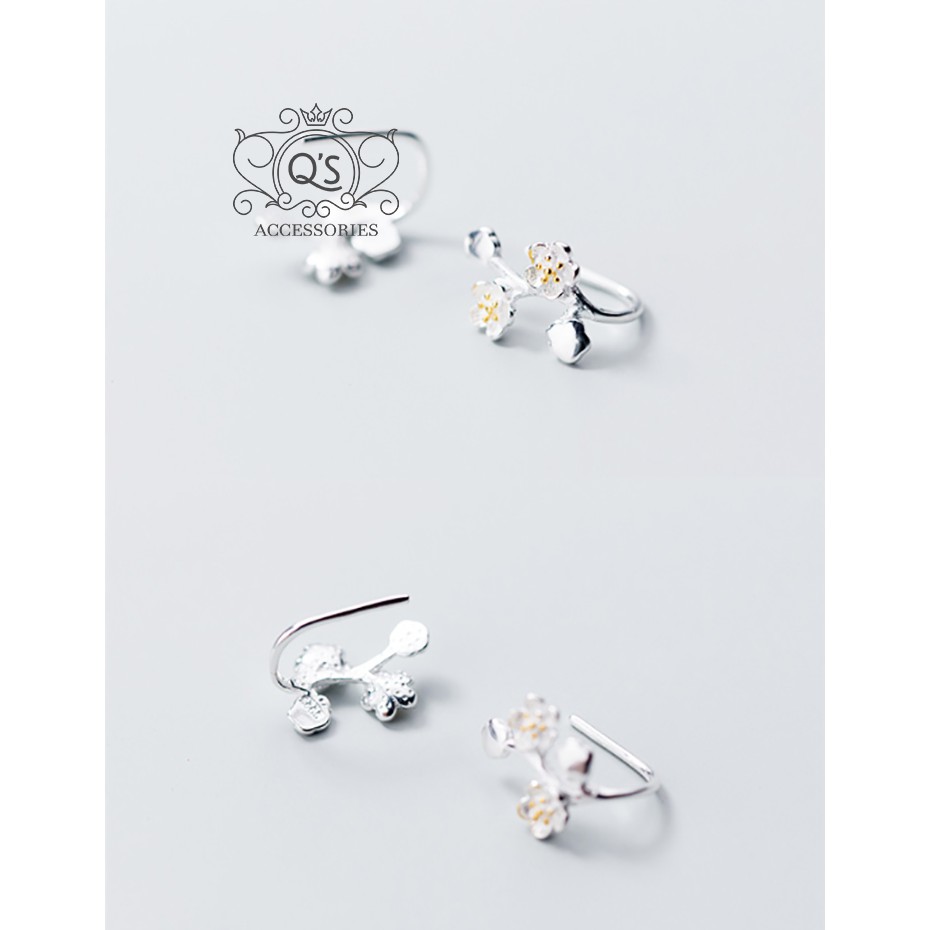 Bông tai bạc 925 hoa cúc nhụy vàng chốt bi vặn khuyên nụ S925 DAISY Silver Earrings QA SILVER EA210502