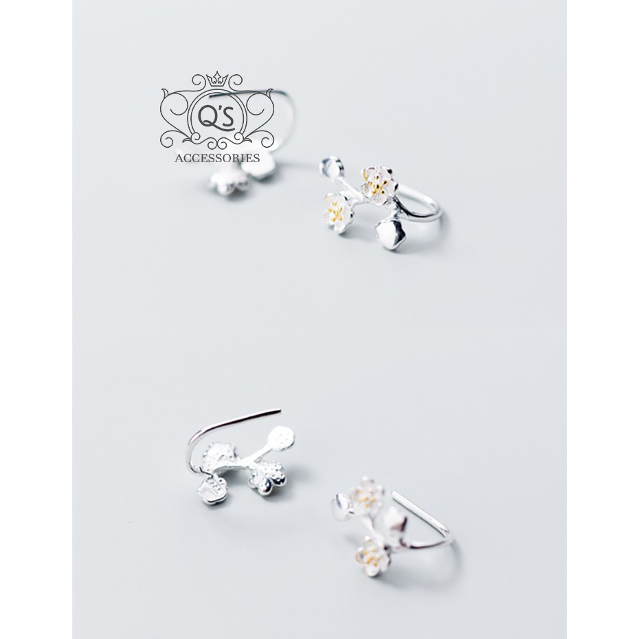 Bông tai bạc 925 hoa cúc nhụy vàng chốt bi vặn khuyên nụ S925 DAISY Silver Earrings QA SILVER EA210502