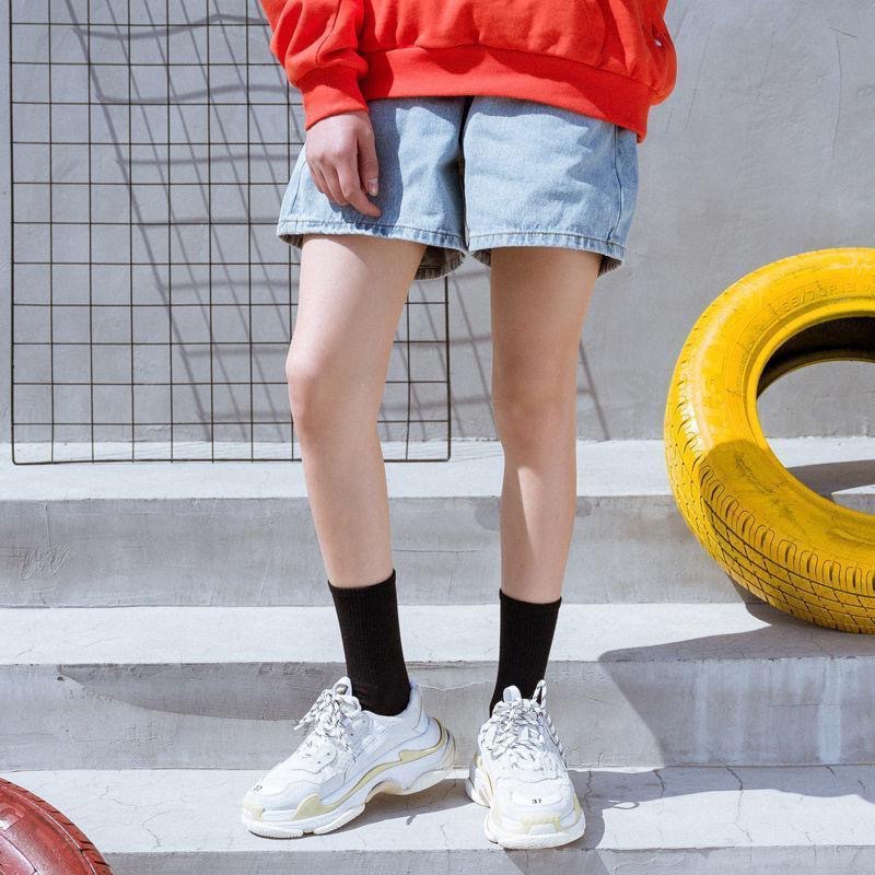 Women's Street Socks Polyester Cotton Long Tube Wild Sports Breathable Socks Black And White JP2