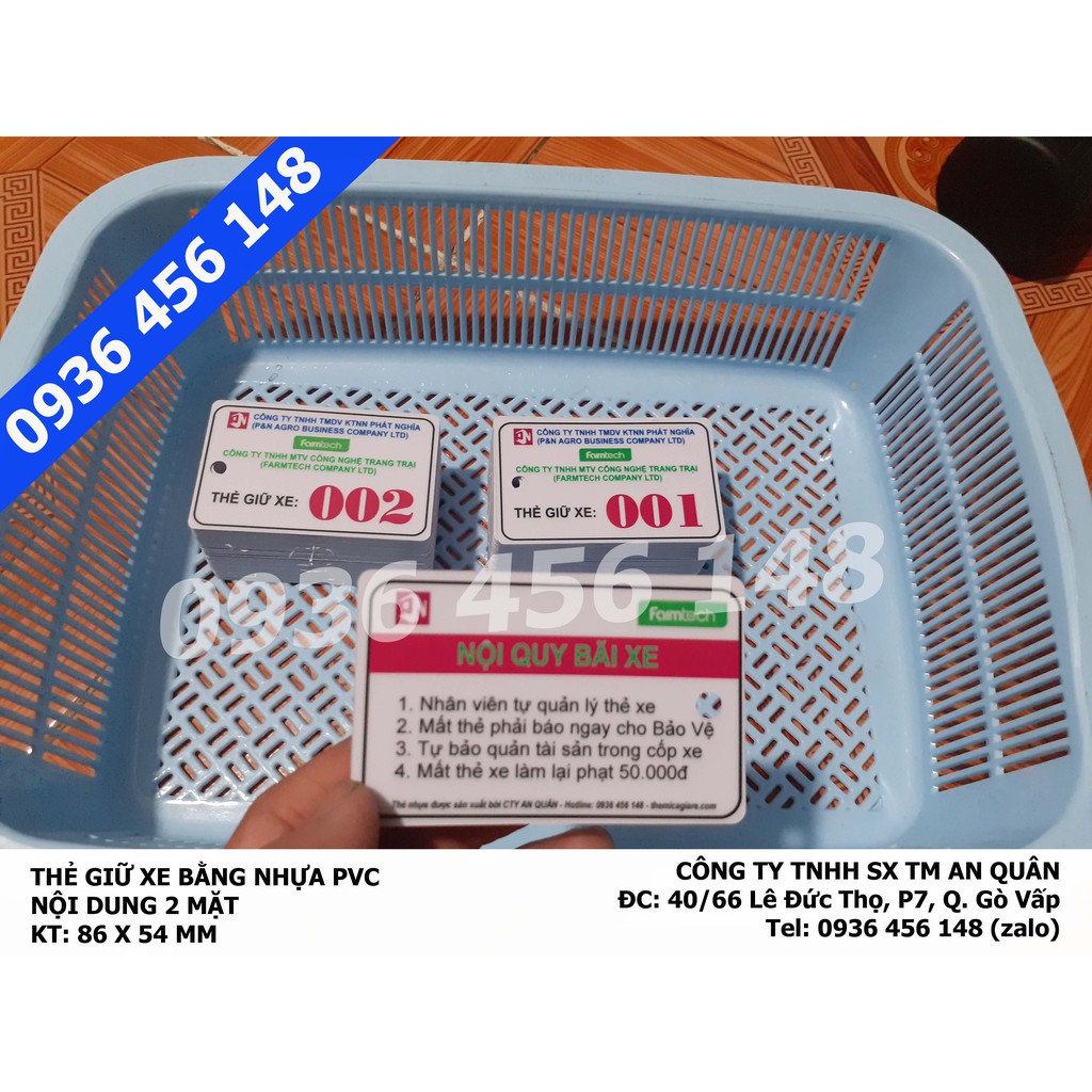 Thẻ giữ xe bằng nhựa PVC set 50 thẻ