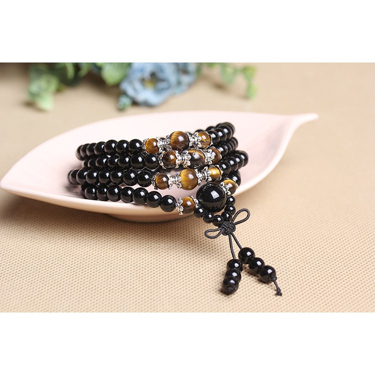 Vòng Tay Chuỗi Hạt Đá Obsidian Tự Nhiên Thời Trang