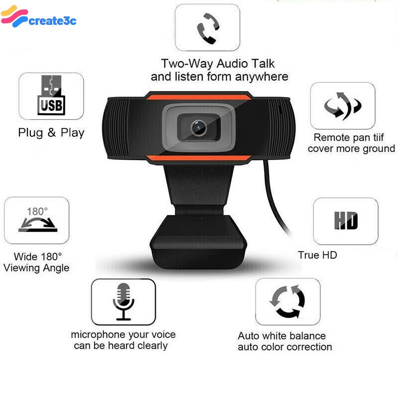 Cr Webcam Usb 2.0 Pc 1080p Hd Có Mic Cho Pc Laptop Skype Msn Cr