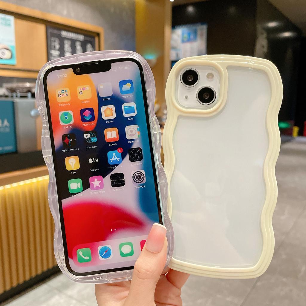 Ốp Điện Thoại Viền Gợn Sóng 2 Trong 1 Màu Kẹo Cho iPhone 13 12 11 X XR XSMAX