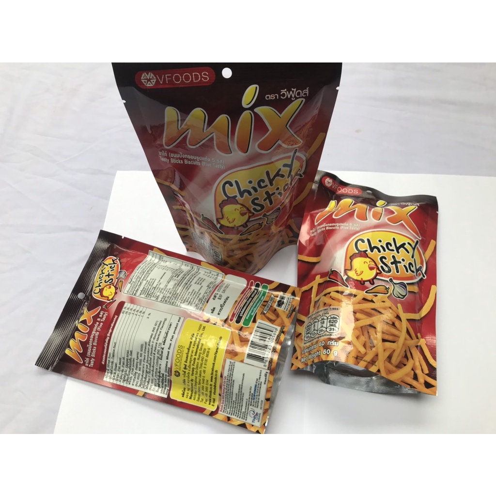 Bánh Que Cọng Mix Thái Lan (gói 60g) Vị Gà  TỎI Cay Chicky Sticks