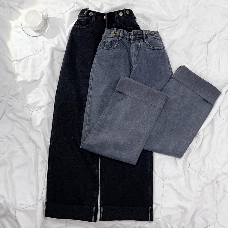 [sẵn ] Quần Jean Nữ Ống Suông BASIC PQK 3 Màu