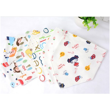 [SẢ KHO] Set 5 Khăn Yếm Tam Giác 100%cotton có cúc bấm cho bé