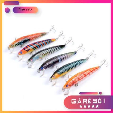 🐠 Mồi câu lure Minow sọc dài 9,5cm nặng 8g nhạy cá 🐠