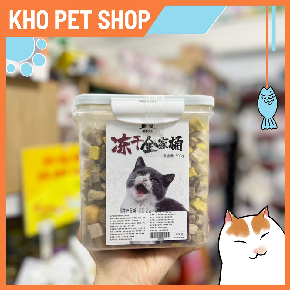 Hộp ăn vặt đông khô taotaopet mix 10 vị (HỘP TO 500g)