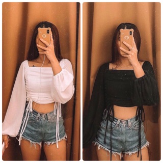Áo croptop rút dây