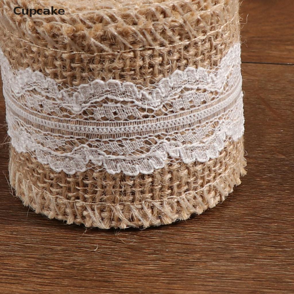 Cupcake 2M Roll Natural Jute Burlap Hessian Rustic Ribbon Lace Trims Tape Wedding Decor VN