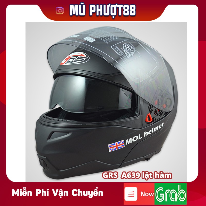 Nón bảo hiểm fullface lật hàm GRS GA 639 (Đen)