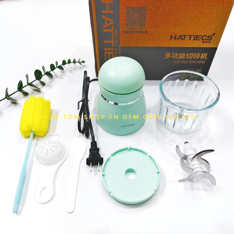 Máy xay Hattiec 6 - 8 lưỡi dao, cối 0.3l cho bé ăn dặm,Baby Tôm
