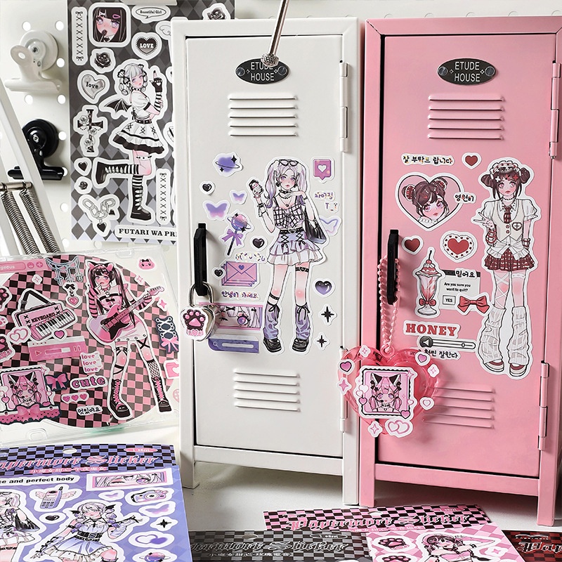 1 Tấm Sticker Dán Tường Hình Cô Gái Hoạt Hình
