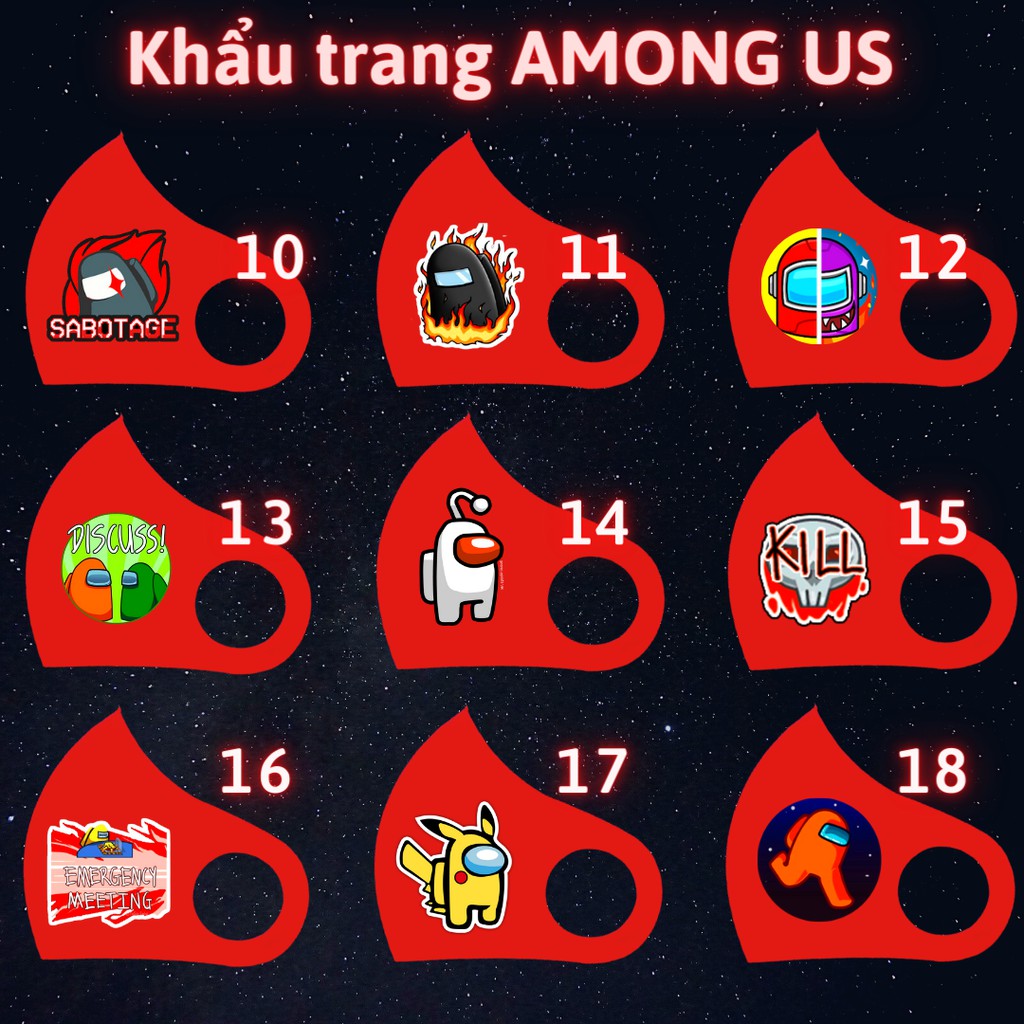 (45 MẪU) 1 cái khẩu trang vải Among Us - XANH BIỂN | BigBuy360 - bigbuy360.vn