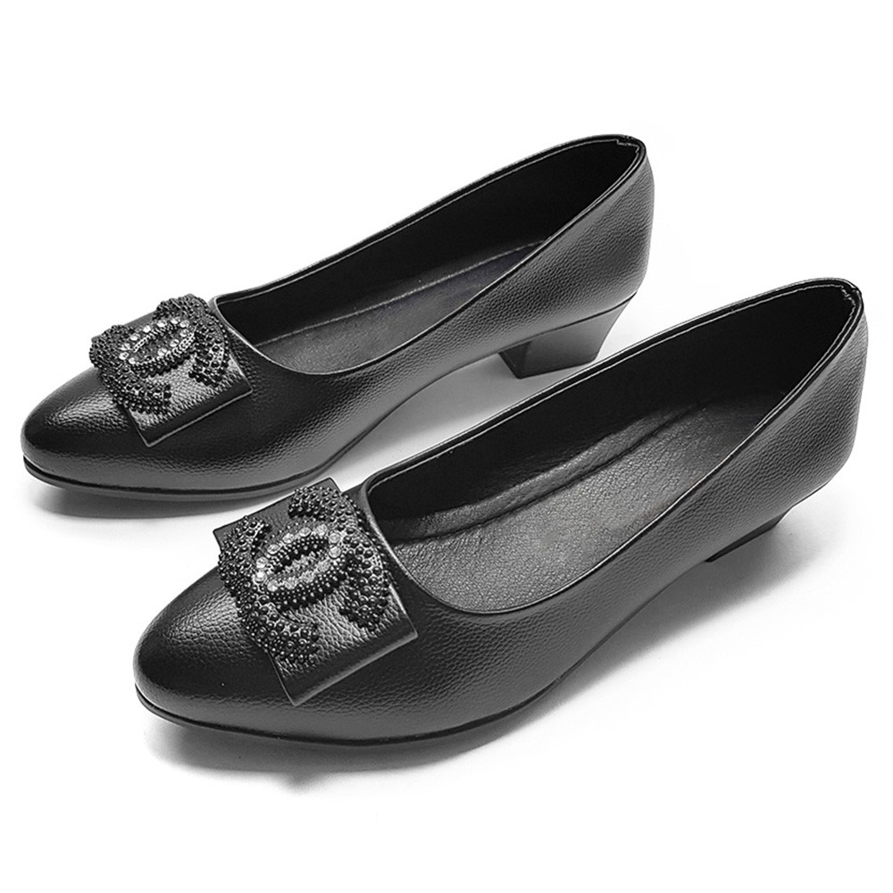 Giày Nữ Gót Vuông 3cm Da Siêu Mềm VNXK Evelynv 3P07D
