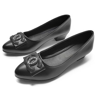Giày Nữ Gót Vuông 3cm Da Siêu Mềm VNXK Evelynv 3P07D