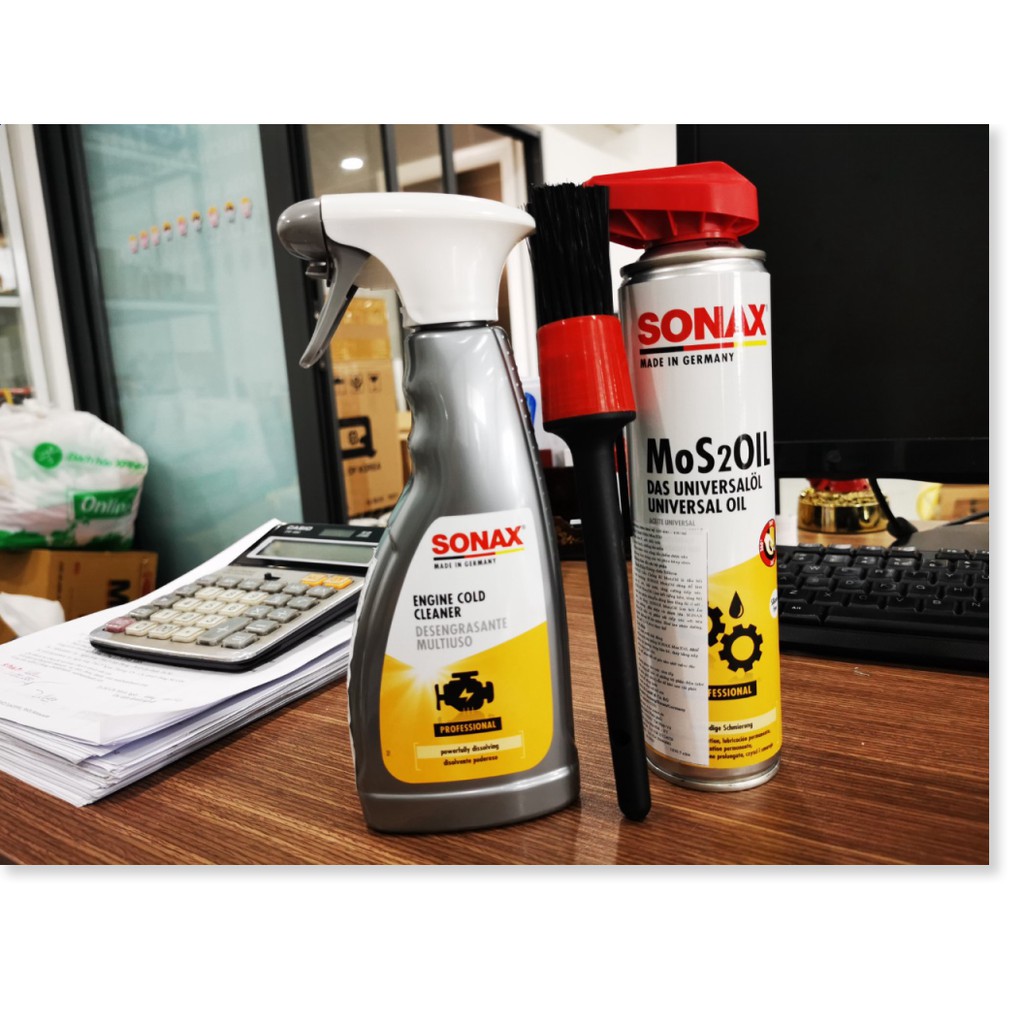 Combo Bảo Vệ Dưỡng Và Vệ Sinh Khoang Máy Sonax Chống Rỉ Sét Làm Sạch Vết Bẩn Tặng Cọ
